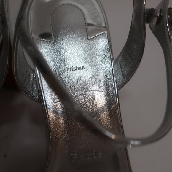 Authentic Christian Louboutin Atmospheria 85-Crystal Silver Strap Heel 39 US/8.5 - Picture 5 of 16